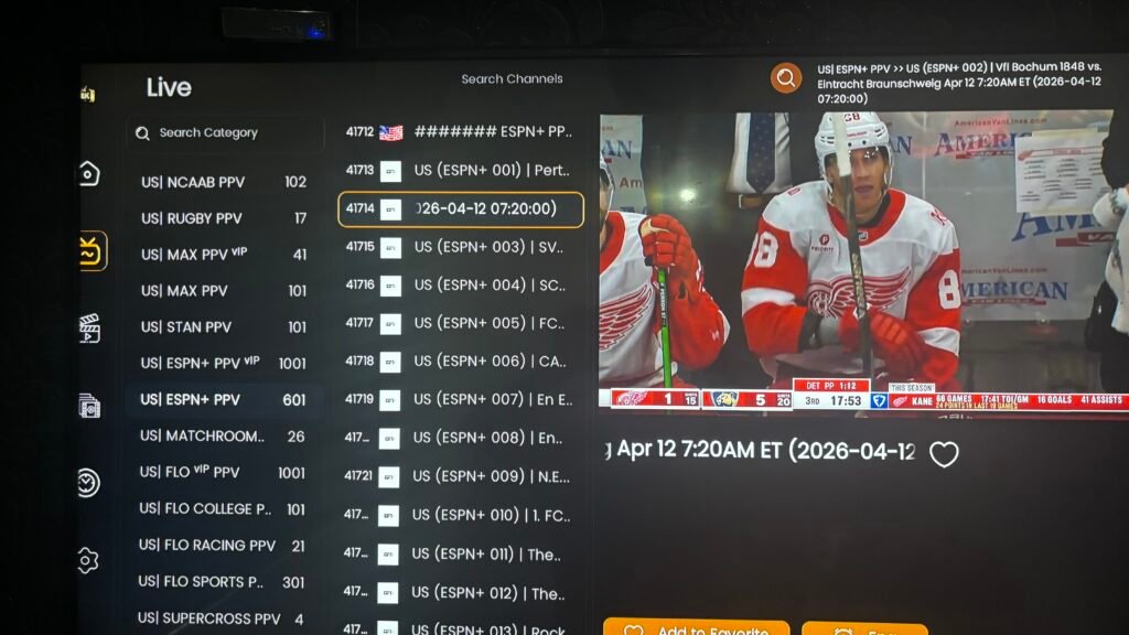 12 month IPTV subscription showing yearly plan savings versus monthly payments on TV screen